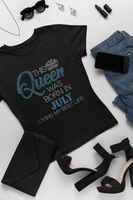 This Queen was Born in (TEAL BLUE) Rhinestone Transfer A35