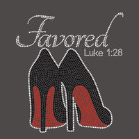 Favored Luke 1:28 Rhinestone Transfer J24