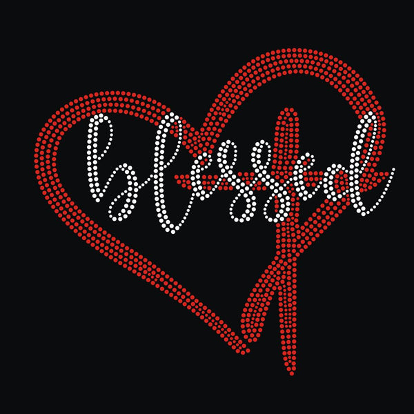 BLESSED HEART RHINESTONE TRANSFER F15