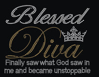 Blessed Diva Rhinestone Transfer I3