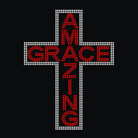 AMAZING GRACE CROSS RHINESTONE TRANSFER I11