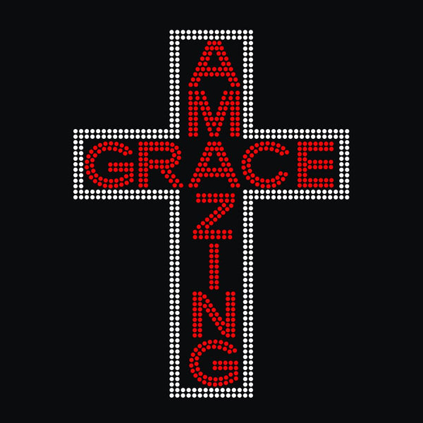 AMAZING GRACE CROSS RHINESTONE TRANSFER I11