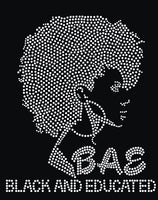 BAE Black and Educated Rhinestone Transfer B26