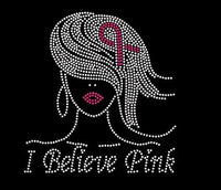 I Believe Pink Afro Girl Rhinestone Transfer