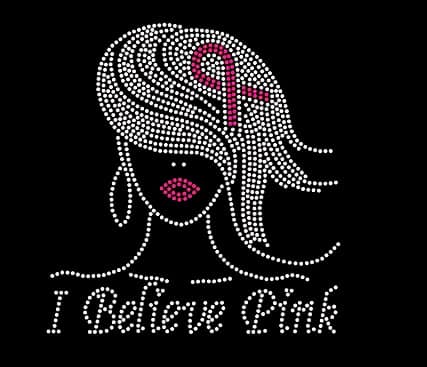 I Believe Pink Afro Girl Rhinestone Transfer