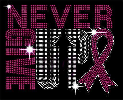 Never Give Up Rhinestone Transfer